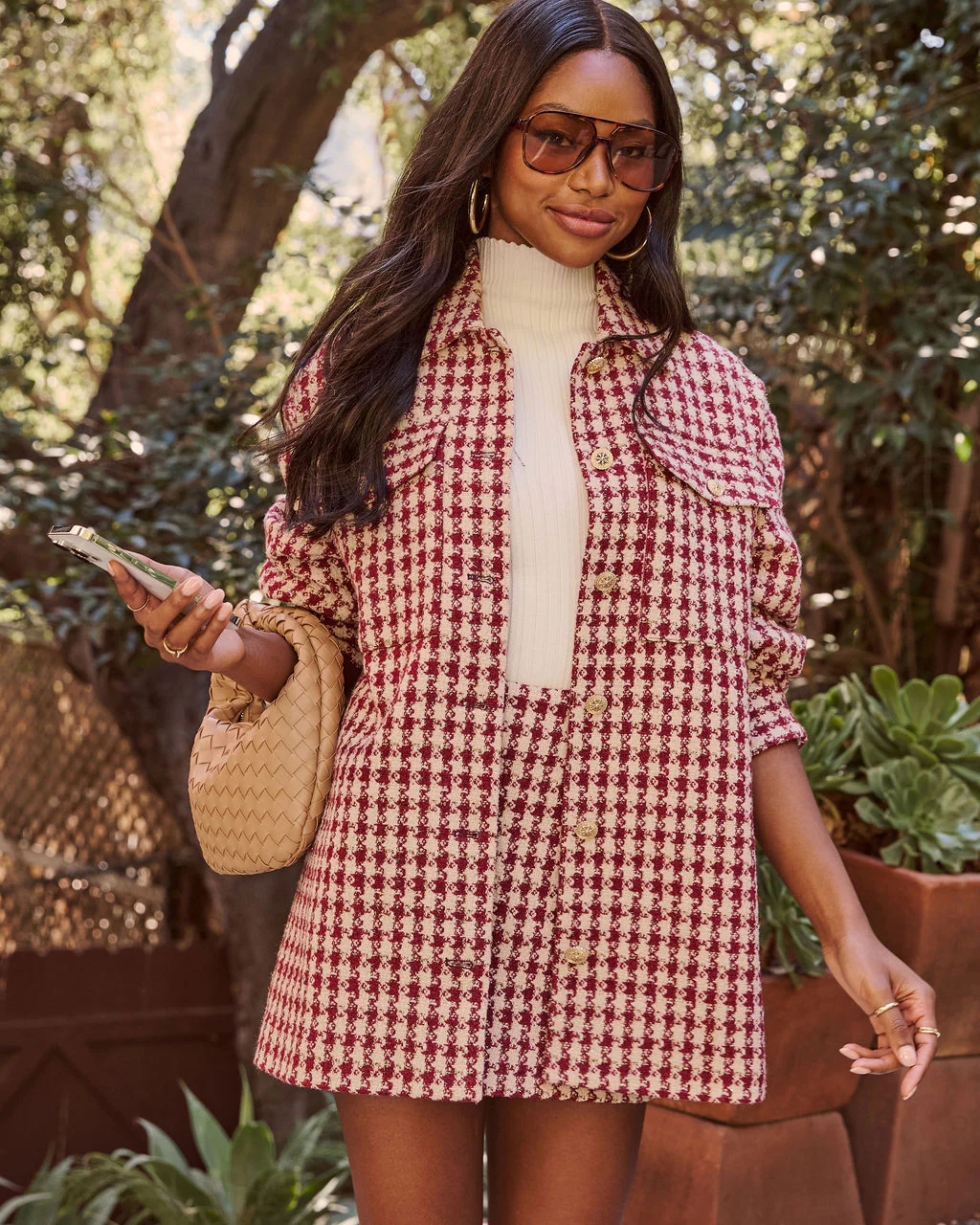 Jensin Tweed Houndstooth Shirt Jacket - Image 5