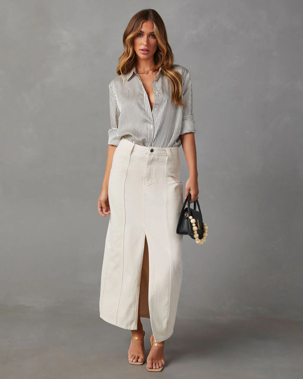 Jessey Striped Oversized Button Down Top - Image 2