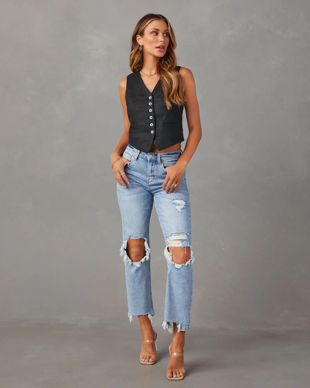 Jolee High Rise Distressed Cropped Jeans - Image 6