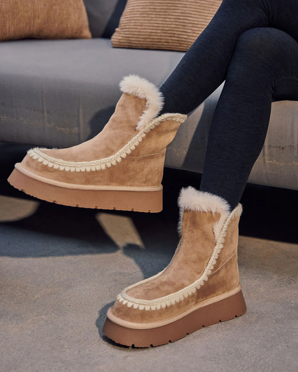 Joppie Faux Suede Fur Lined Booties - Image 7