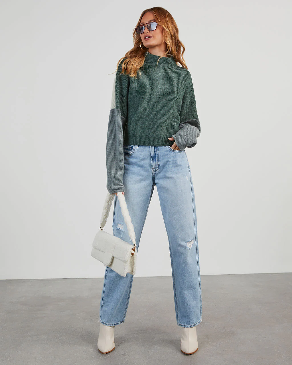Josephina Colorblock Mock Neck Pullover Sweater - Image 2