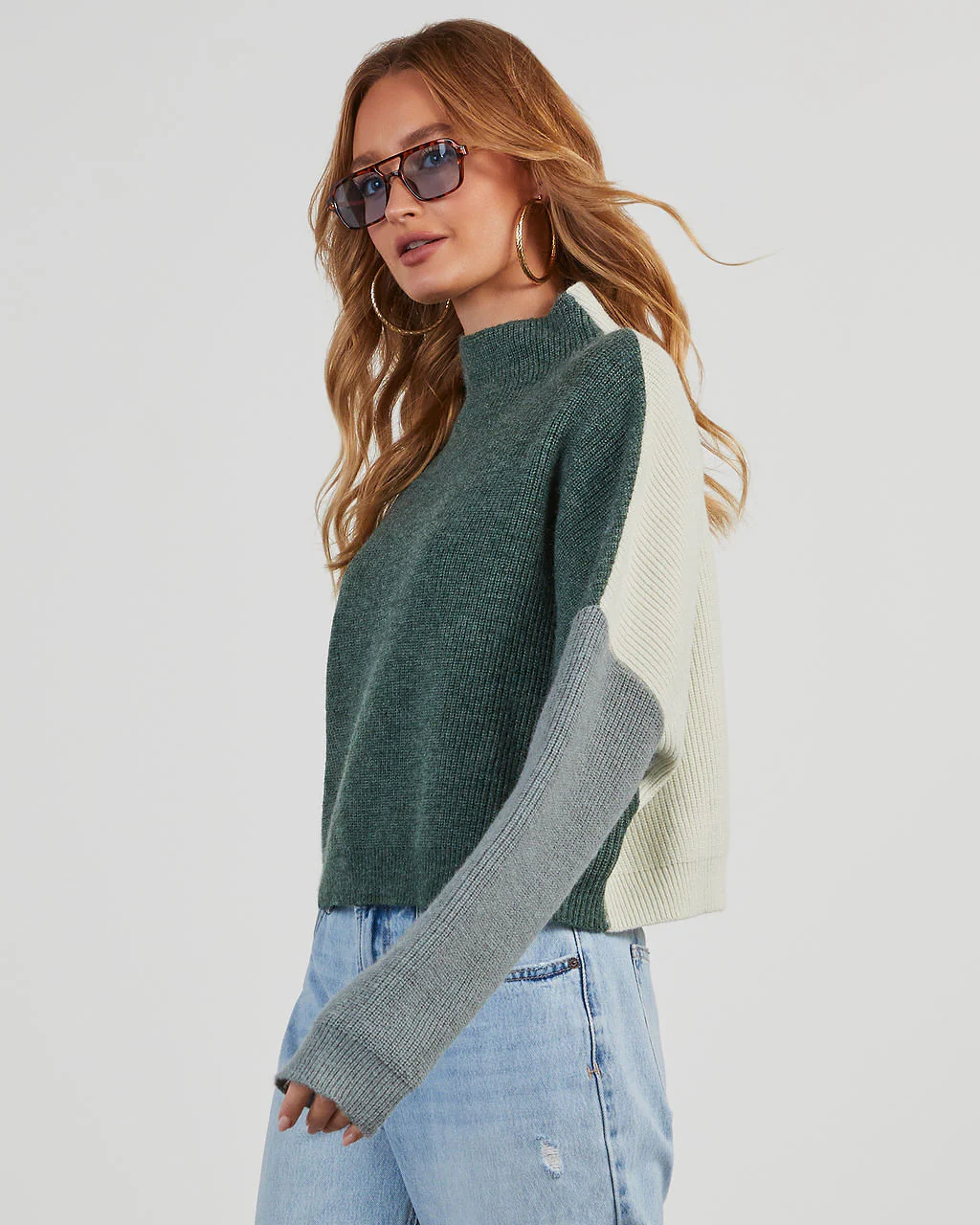 Josephina Colorblock Mock Neck Pullover Sweater - Image 3