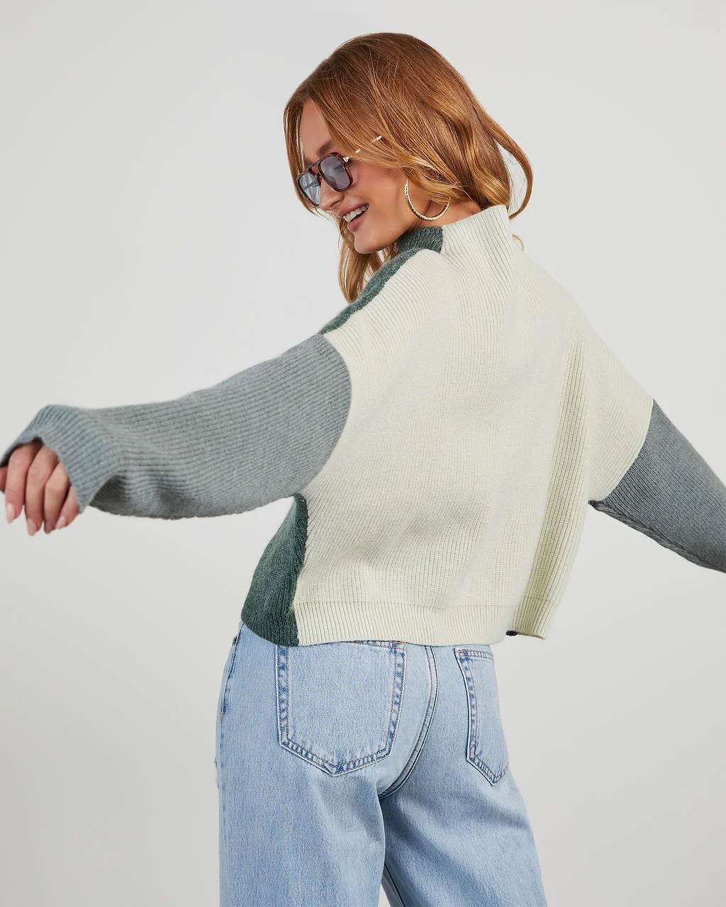 Josephina Colorblock Mock Neck Pullover Sweater - Image 4