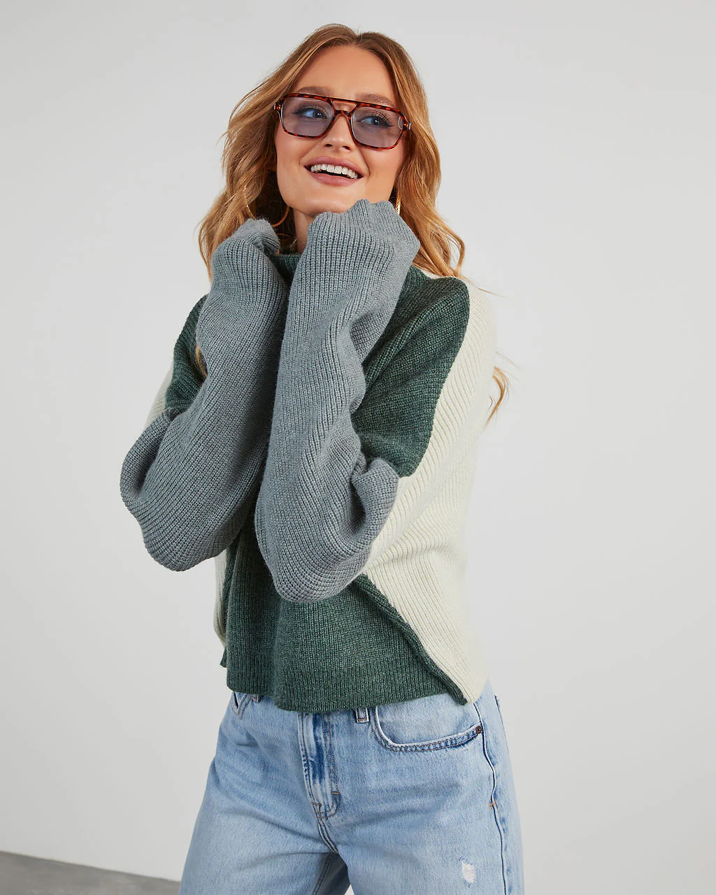 Josephina Colorblock Mock Neck Pullover Sweater - Image 5