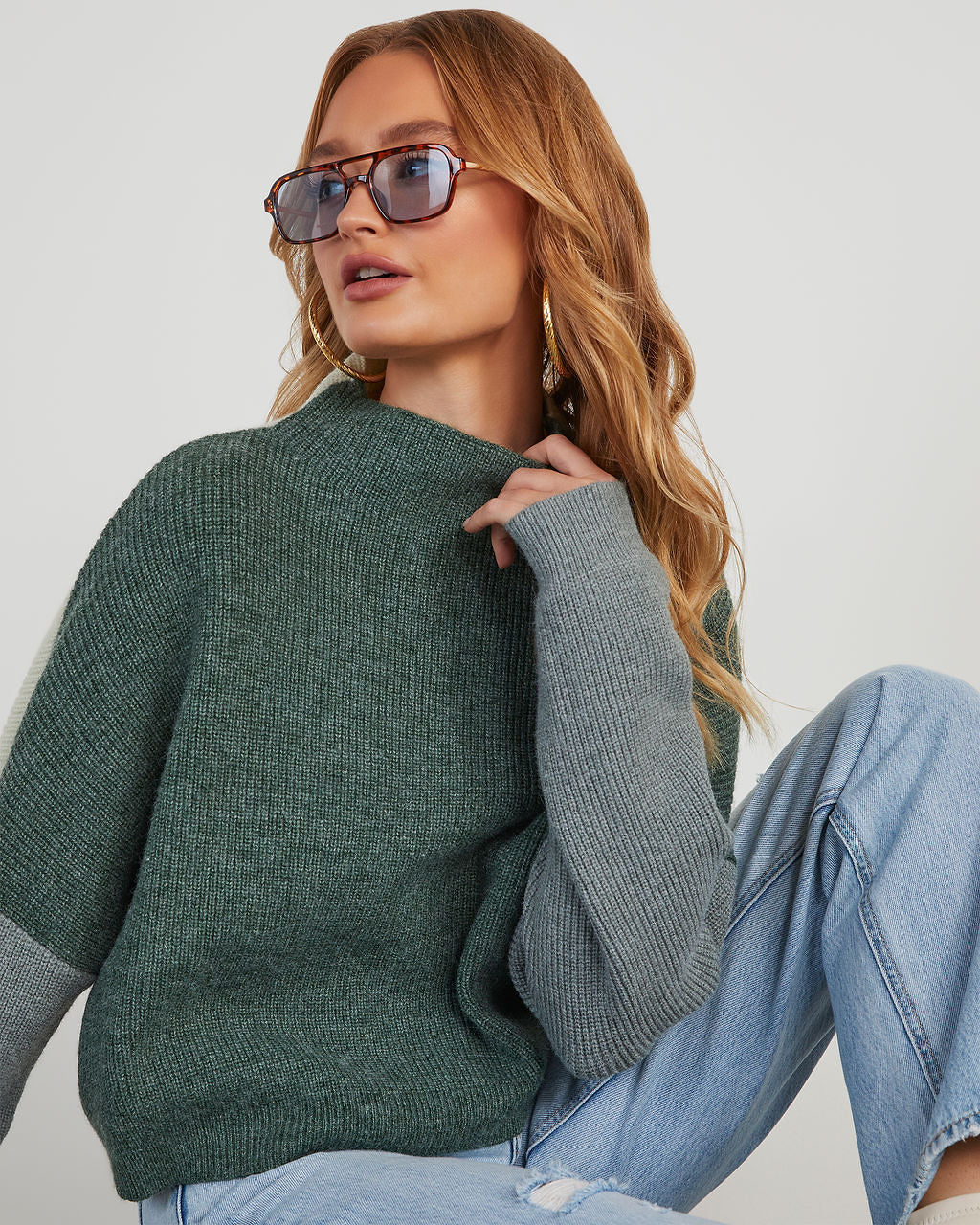 Josephina Colorblock Mock Neck Pullover Sweater - Image 6