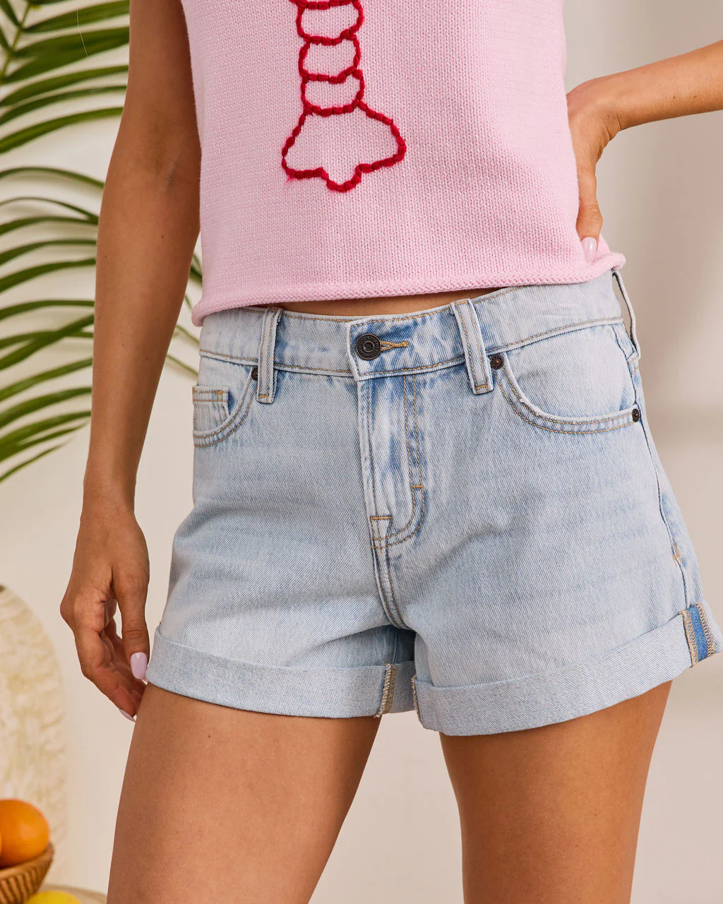 Joslina Cuffed Hem Denim Shorts - Image 5