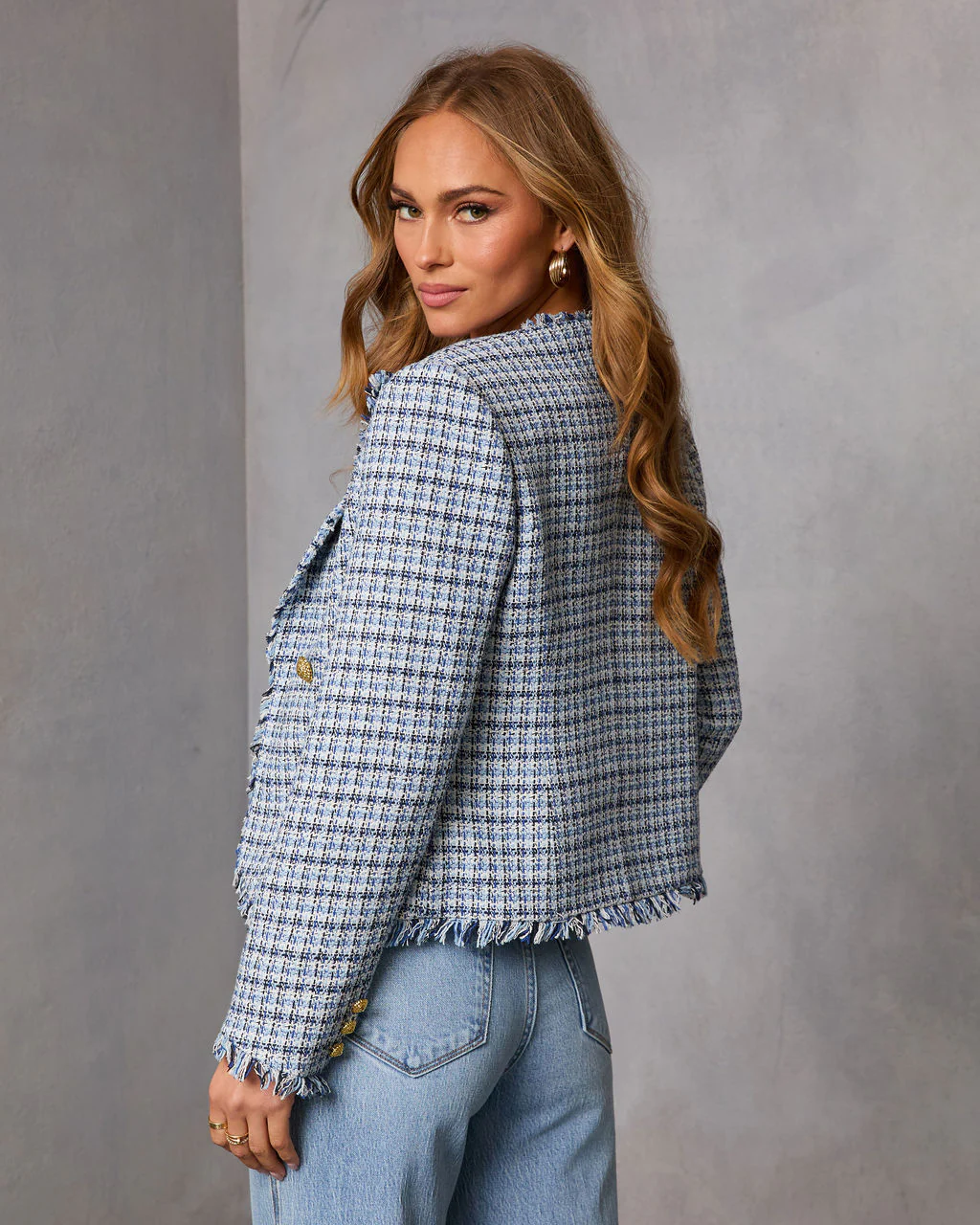 Josline Frayed Tweed Jacket - Image 4