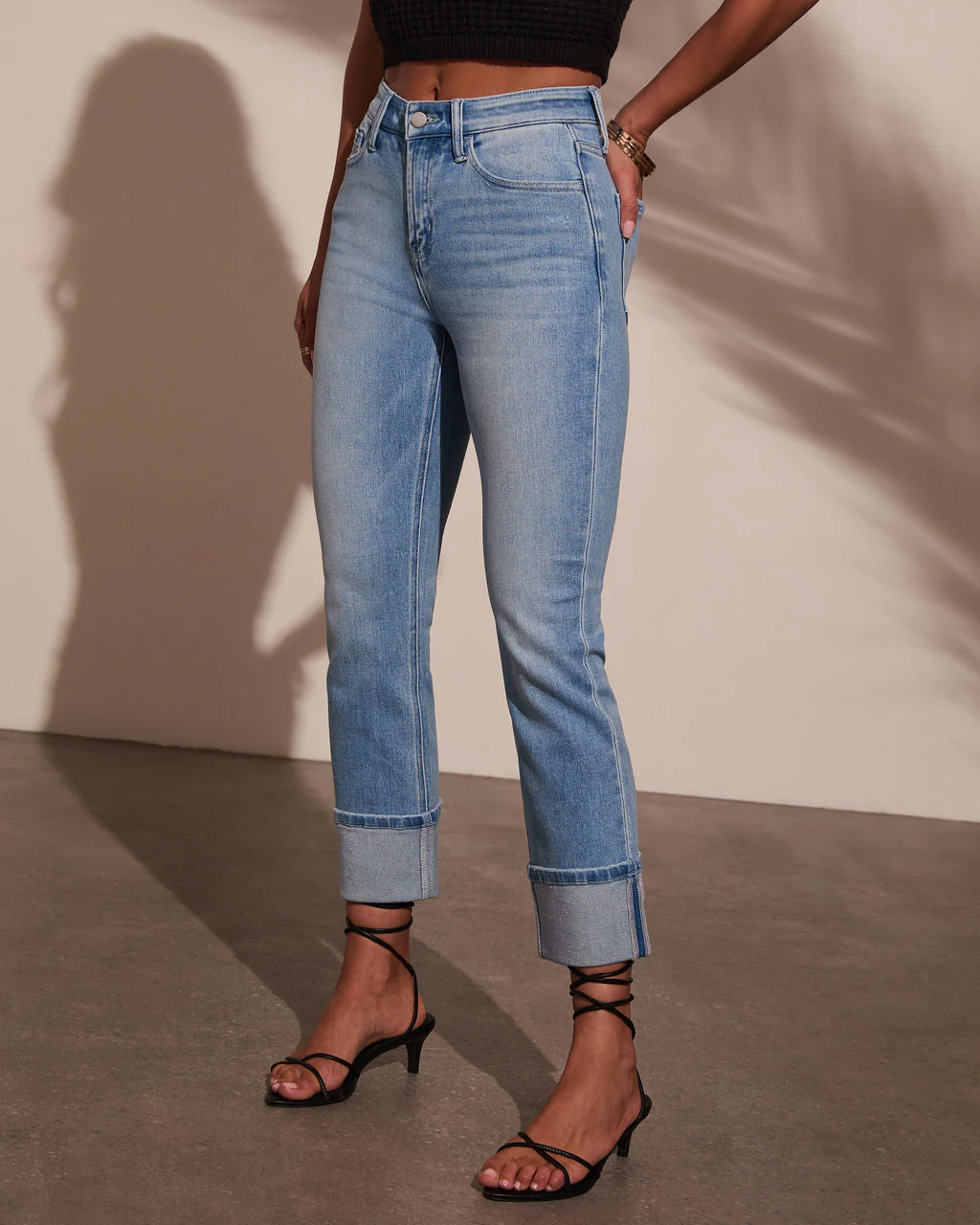 Julieanne Super Stretch Straight Leg Cuff Jeans - Image 3