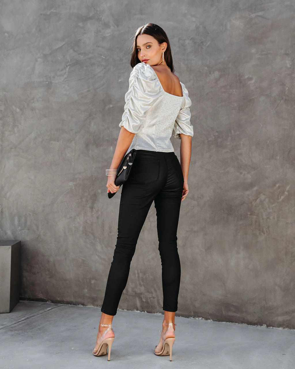 Just Fabulous Metallic Ruched Top - Image 4