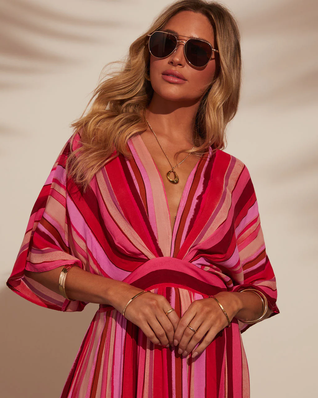 Kadie Striped Kimono Sleeve Maxi Dress - Image 2