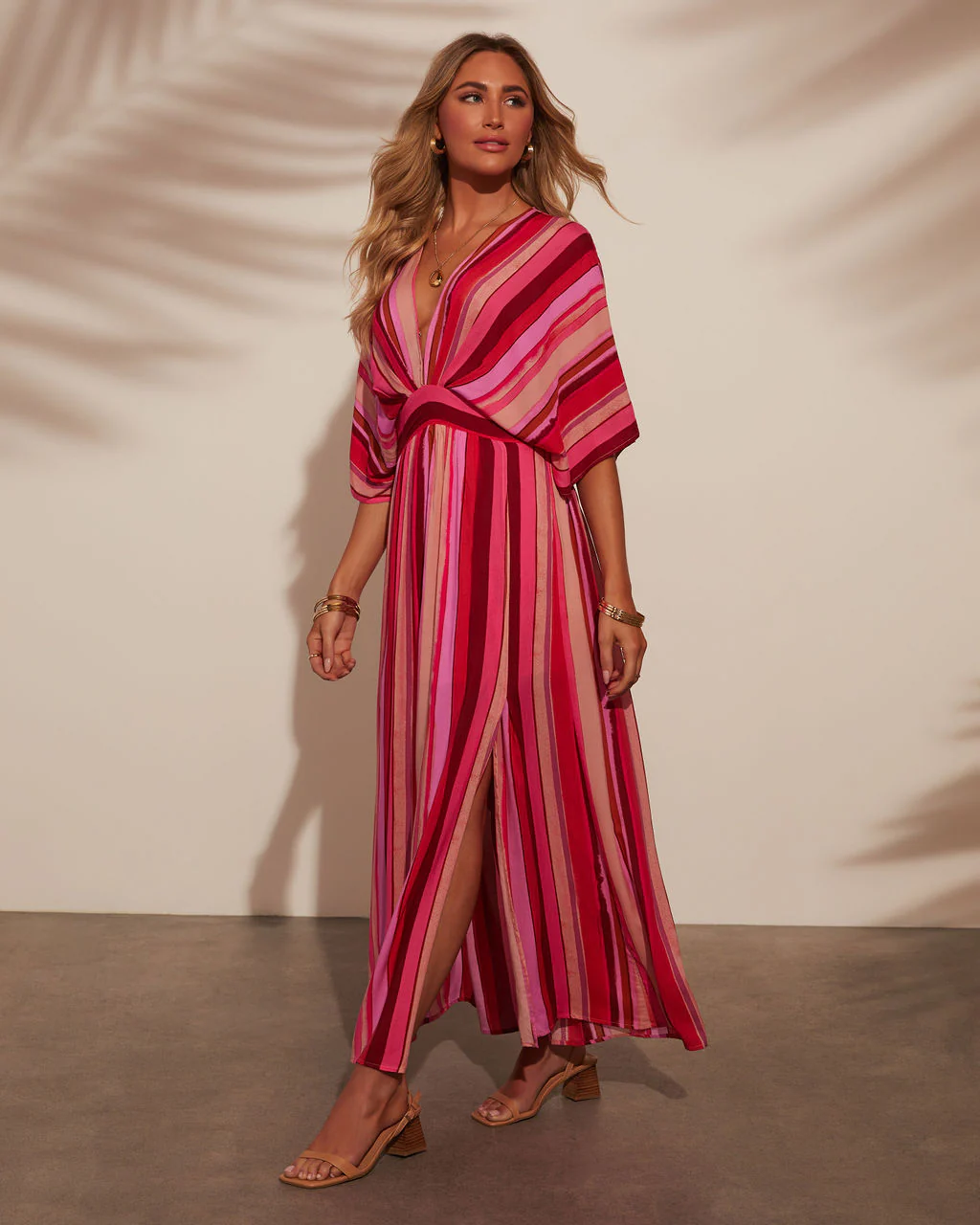 Kadie Striped Kimono Sleeve Maxi Dress - Image 3