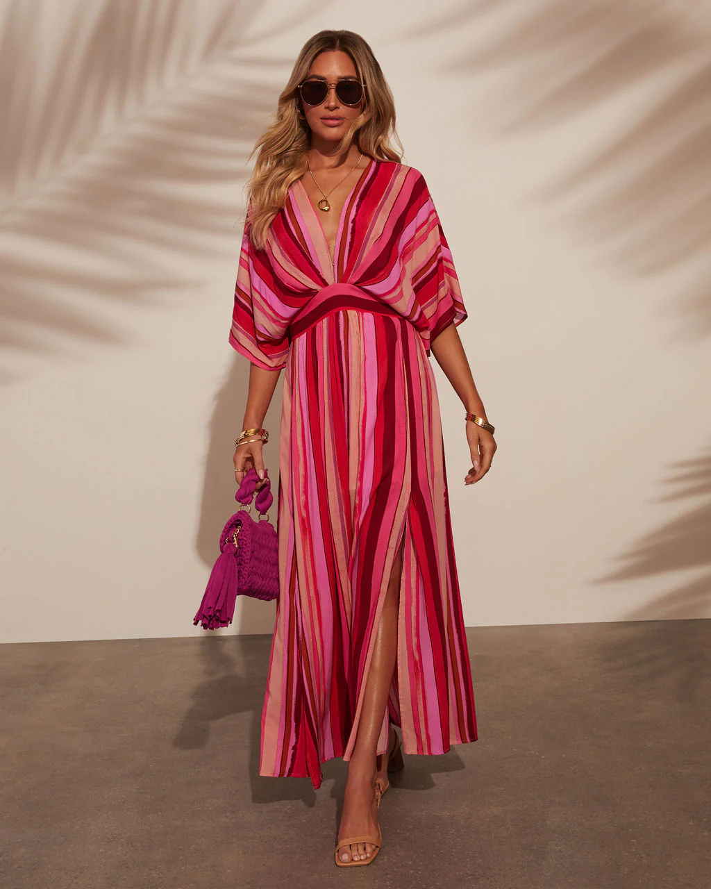 Kadie Striped Kimono Sleeve Maxi Dress - Image 5