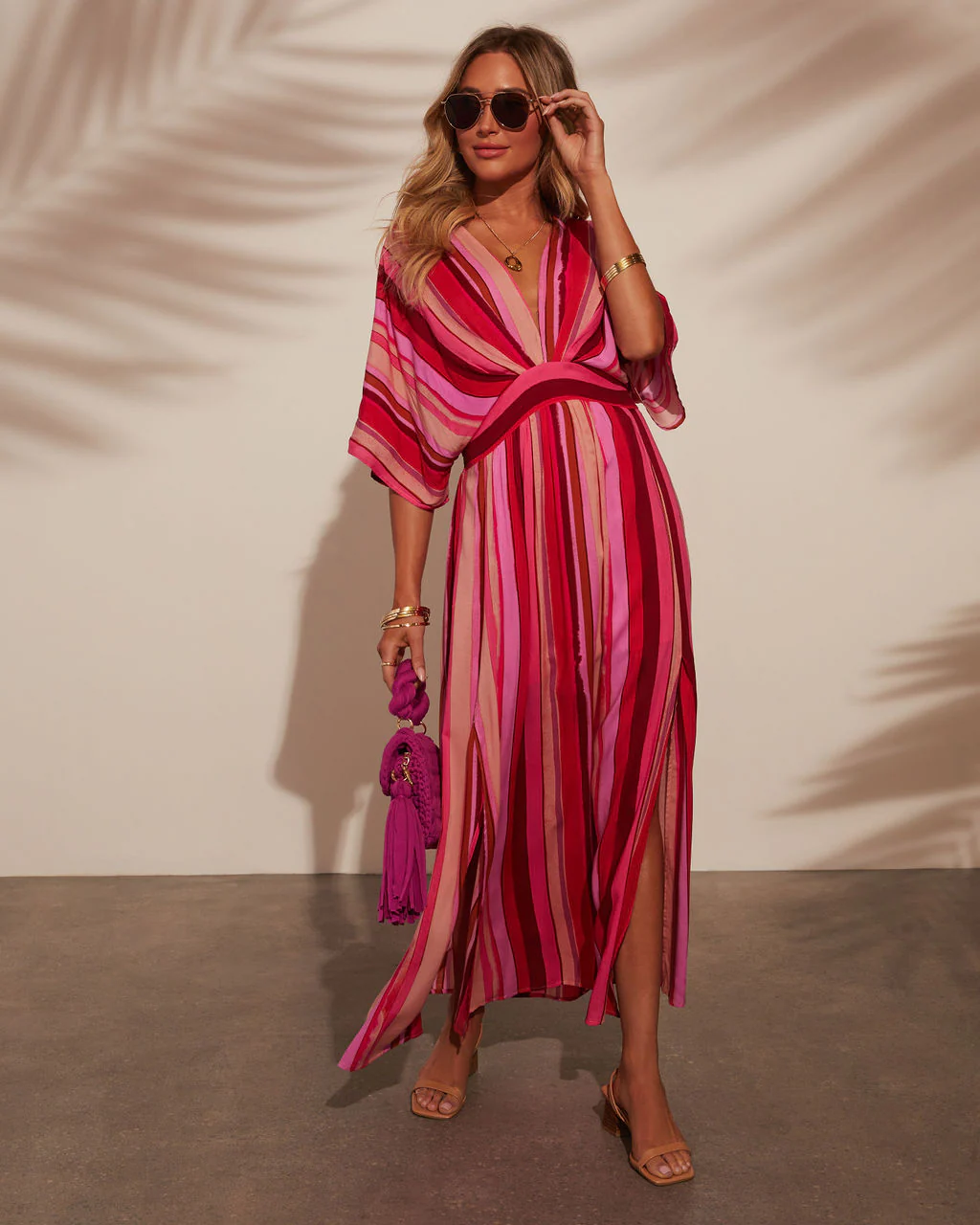 Kadie Striped Kimono Sleeve Maxi Dress - Image 6