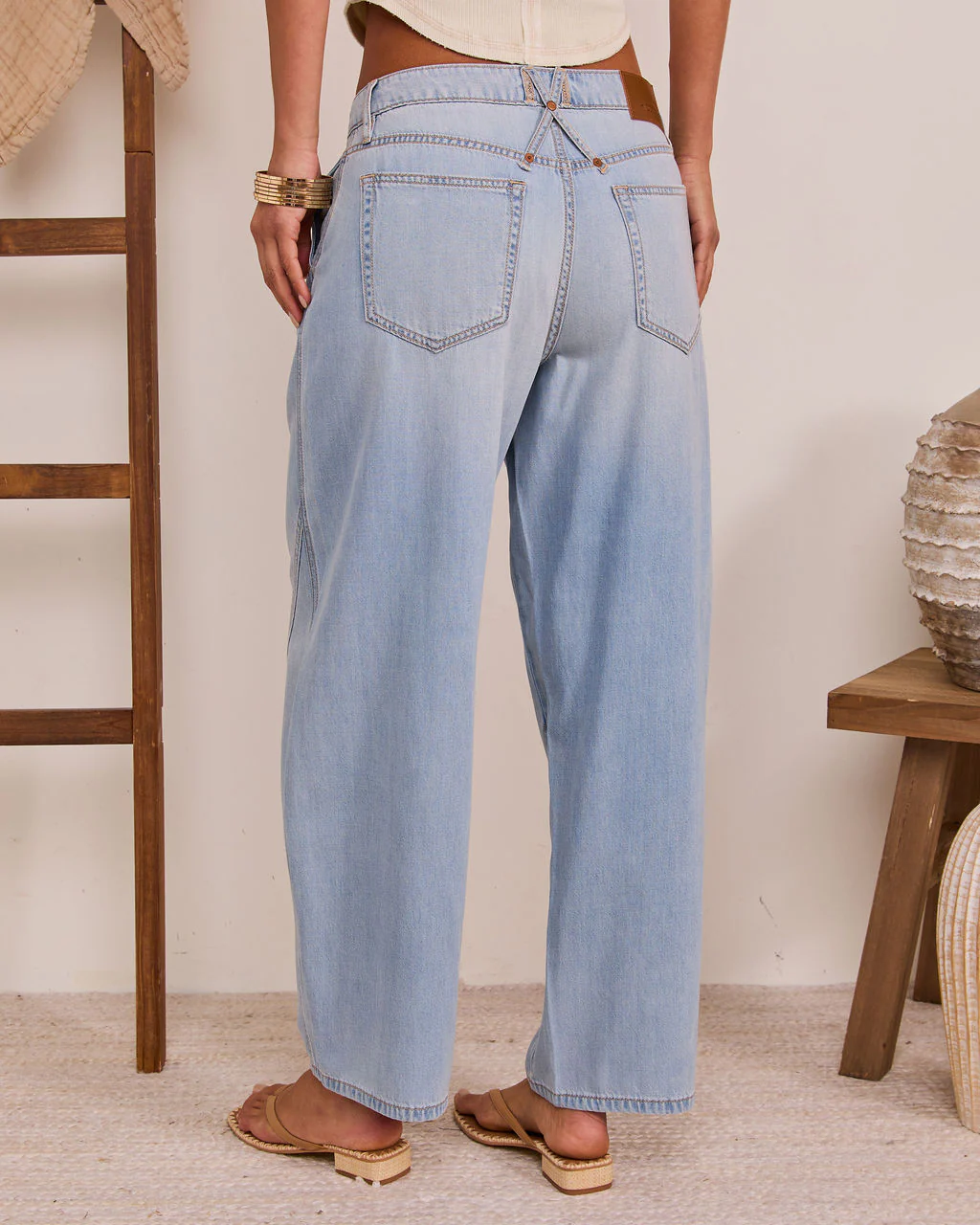 Kaleena Rigid Mid Rise Barrel Leg Jeans - Image 4