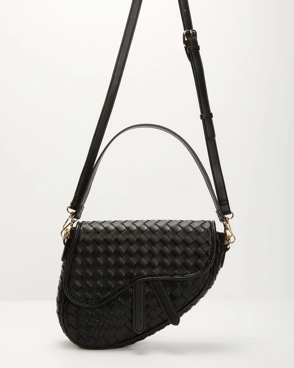 Kalila Faux Leather Woven Saddle Bag - Image 10