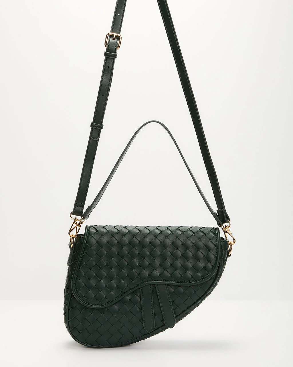 Kalila Faux Leather Woven Saddle Bag - Image 16