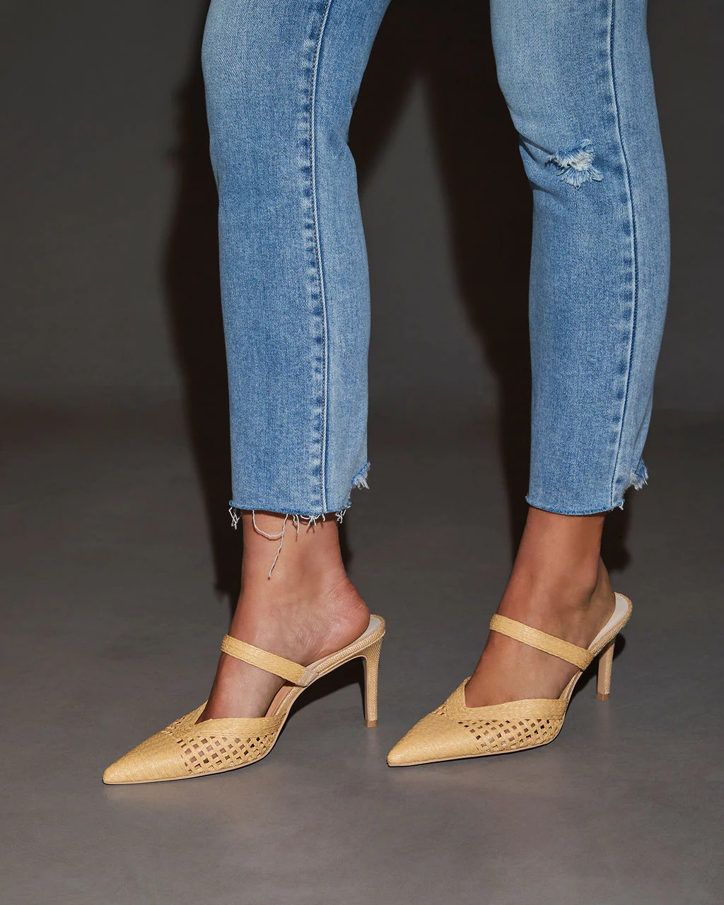 Kaline Raffia Pointed Toe Mules - Image 2