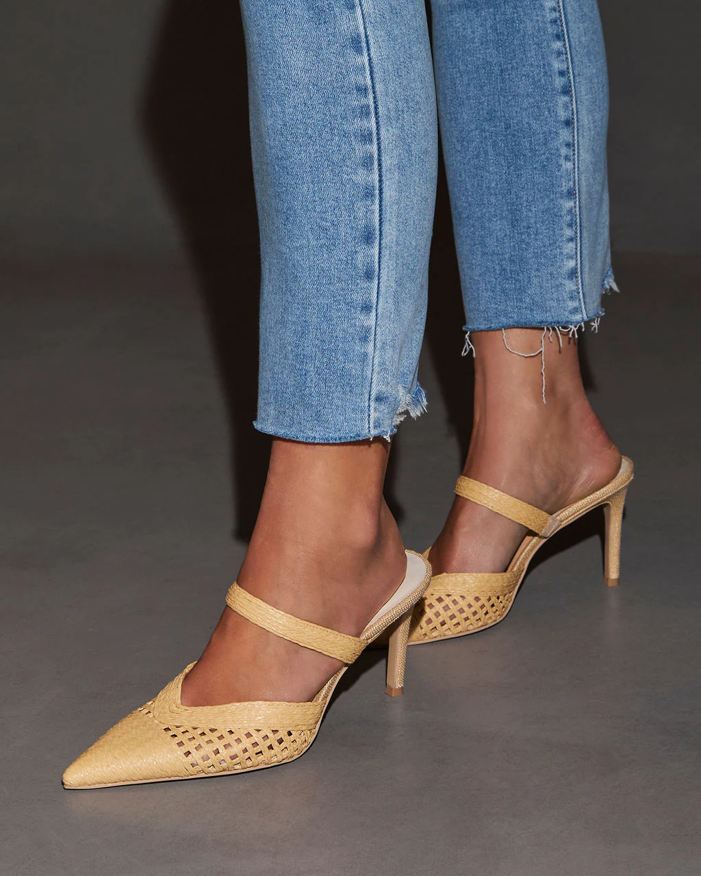 Kaline Raffia Pointed Toe Mules - Image 4