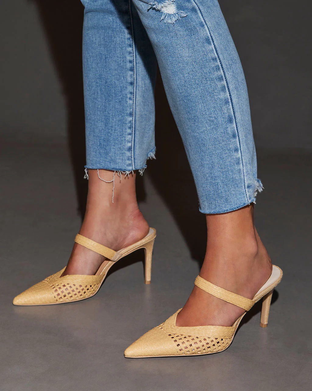 Kaline Raffia Pointed Toe Mules - Image 6