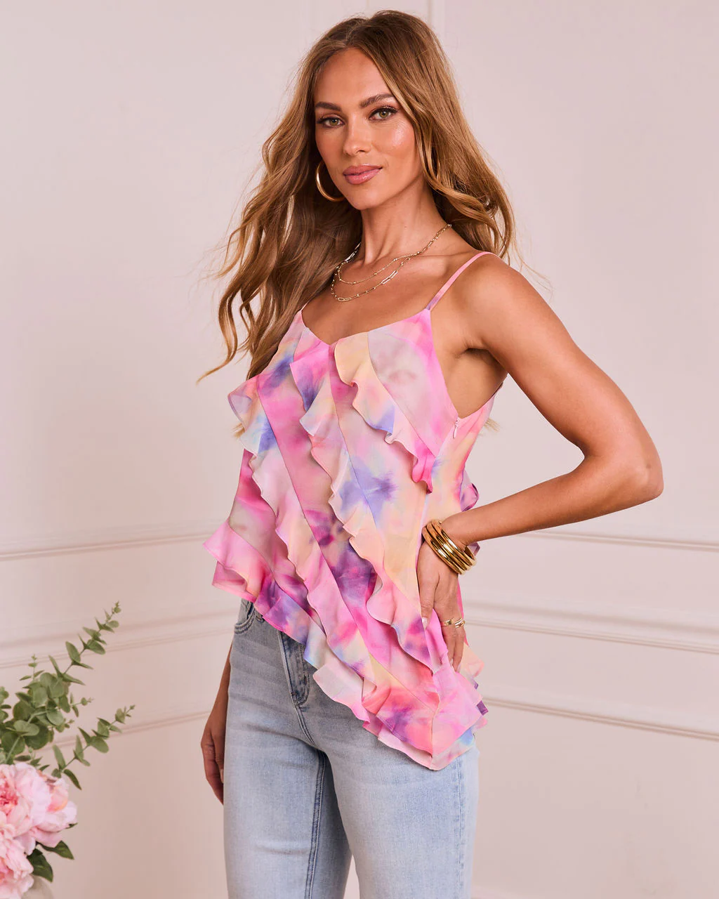 Kamilia Asymmetric Hem Ruffle Cami - Image 3