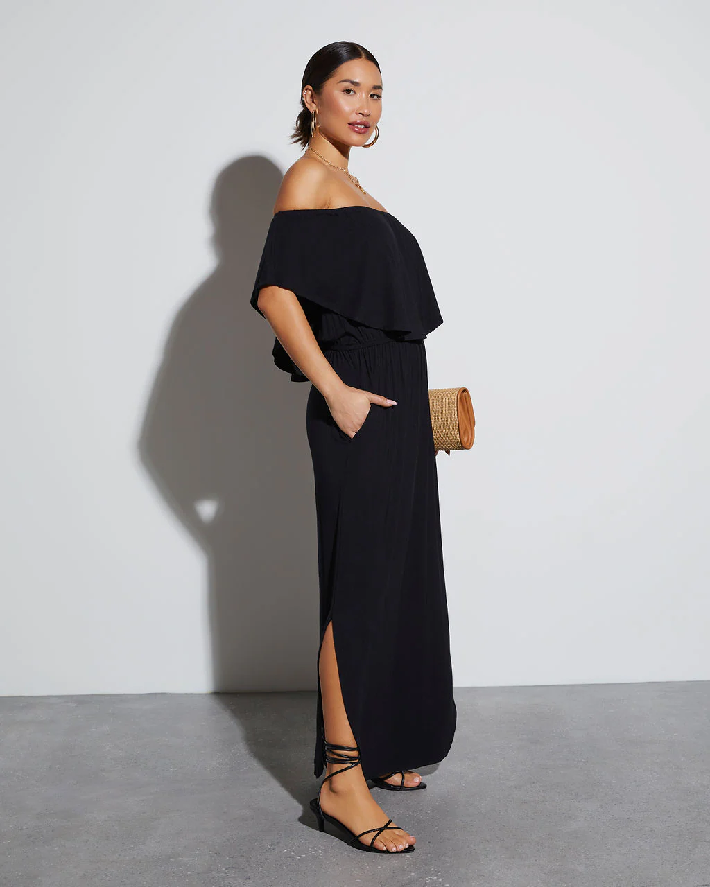 Kara Off The Shoulder Pocketed Maxi Dress - Image 3
