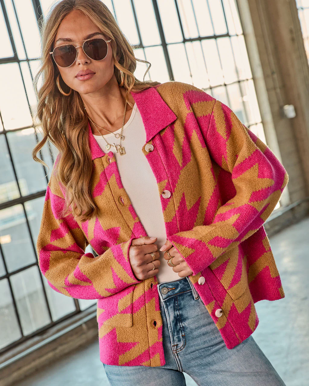 Karesti Oversized Houndstooth Sweater - Image 2