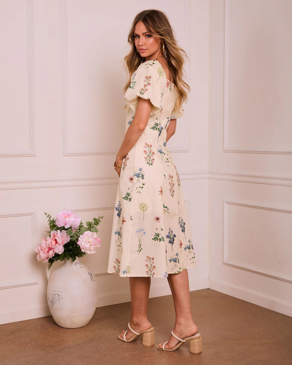 Katie Floral Off The Shoulder Puff Sleeve Maxi Dress - Image 4