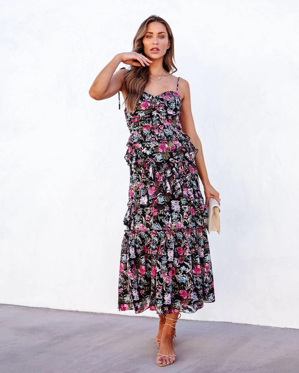 Kaycee Floral Tiered Midi Dress - Image 3