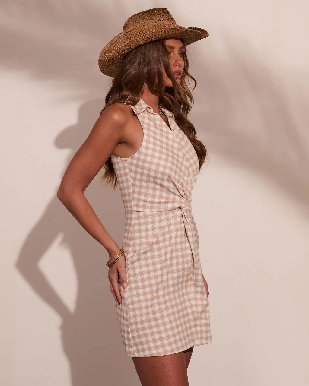 Kaycey Gingham Print Mini Shirt Dress - Image 3