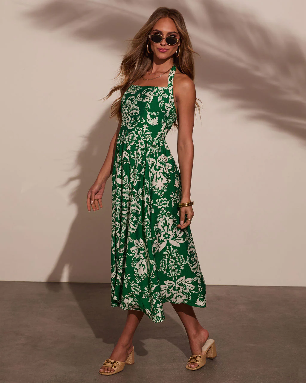 Kaydin Tropical Halter Neck Midi Dress - Image 3