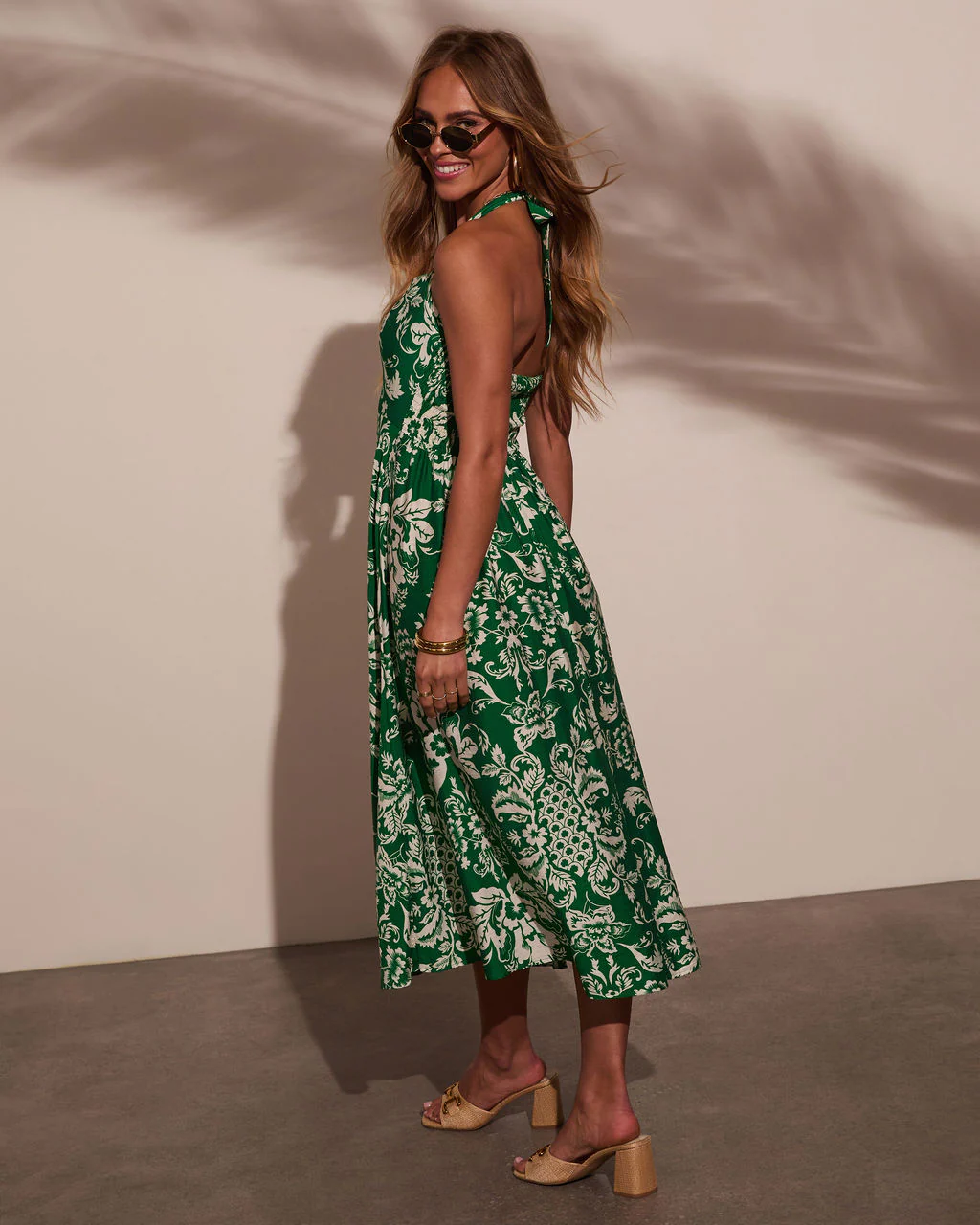 Kaydin Tropical Halter Neck Midi Dress - Image 4