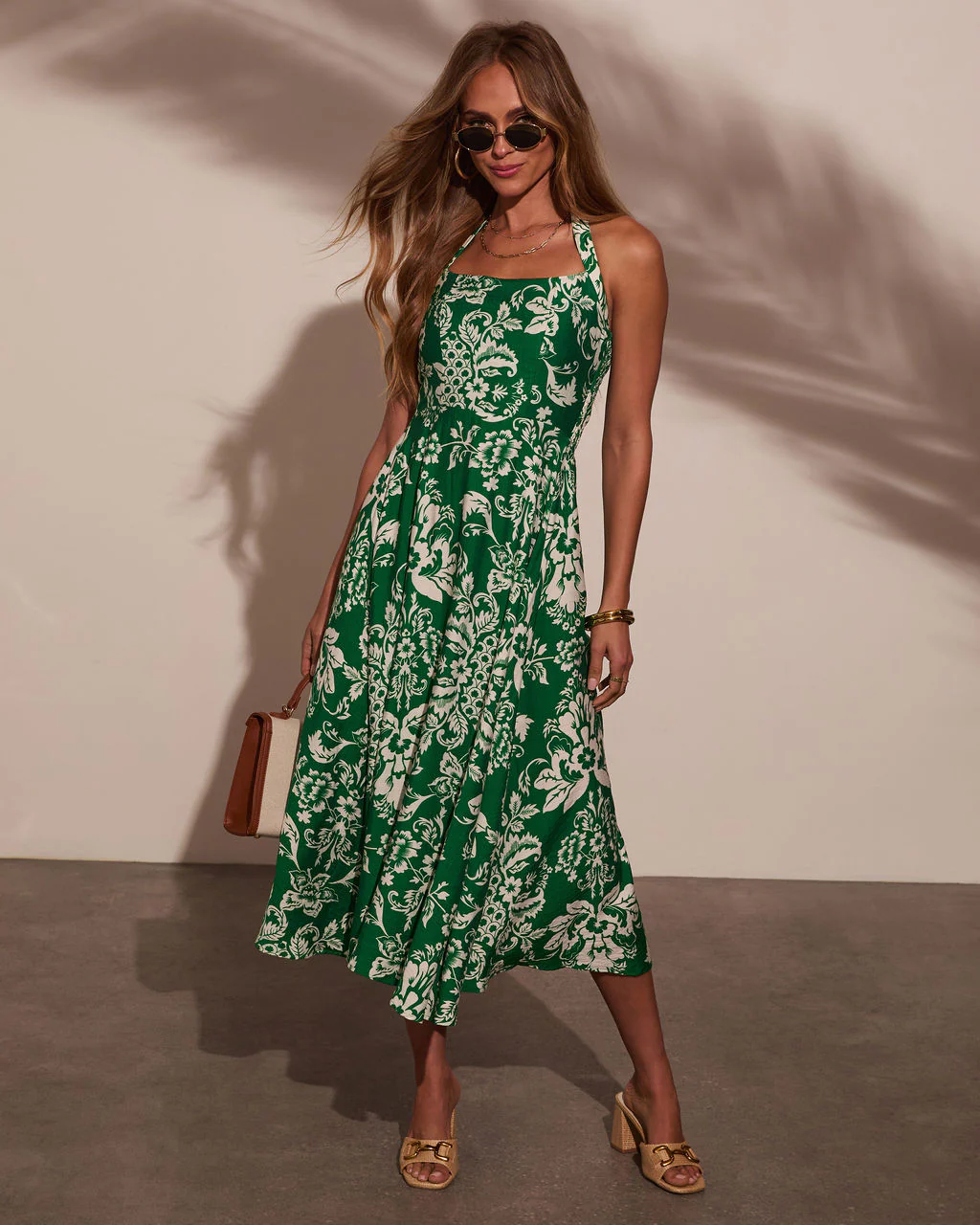 Kaydin Tropical Halter Neck Midi Dress - Image 5