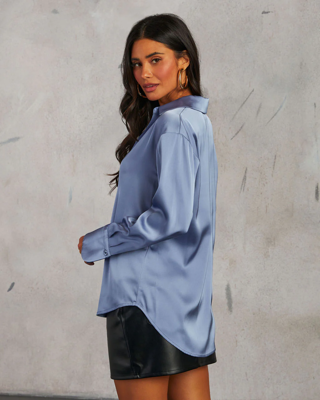 Kayla Satin Button Down Top - Image 4