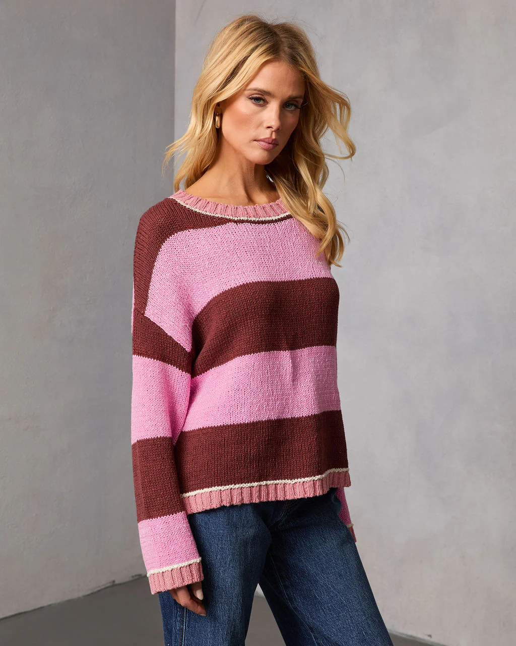 Keeney Knit Color Block Striped Sweater - Image 3