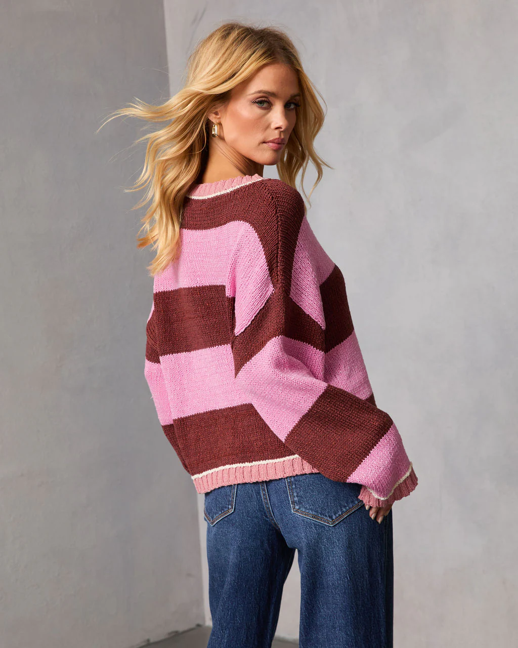 Keeney Knit Color Block Striped Sweater - Image 4