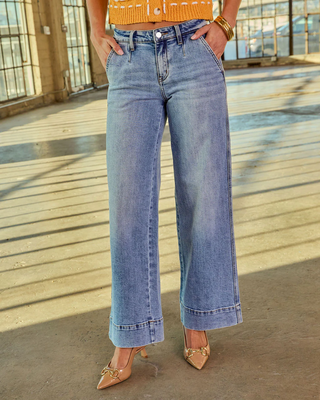 Kelton Stretch High Rise Wide Leg Jeans - Image 2