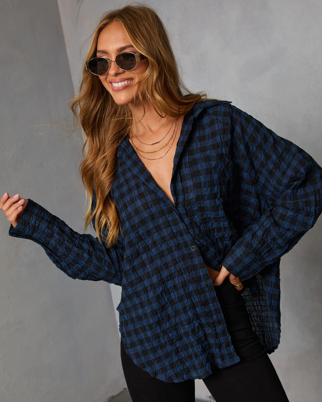 Keren Plaid Button Down Top - Image 5