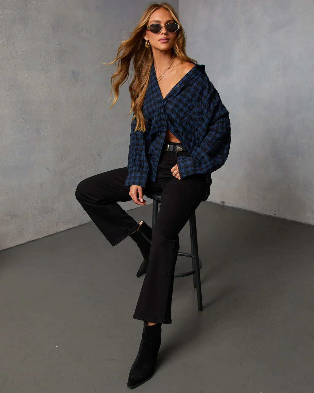 Keren Plaid Button Down Top - Image 6