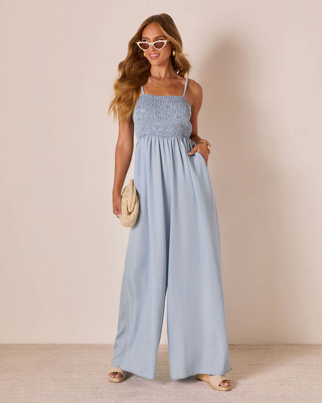 Kerra Wide Leg Chambray Jumpsuit - Image 6