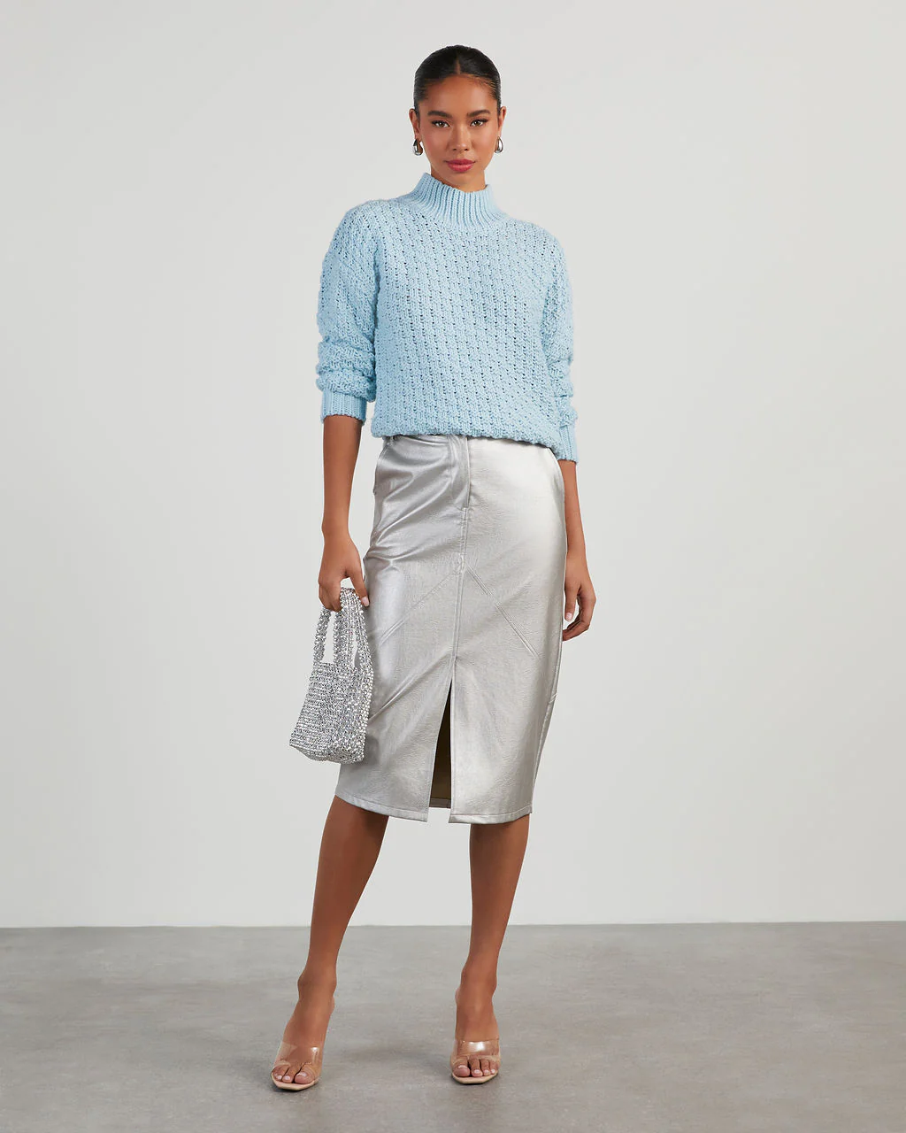 Kerri Textured Mock Neck Knit Sweater - Image 2