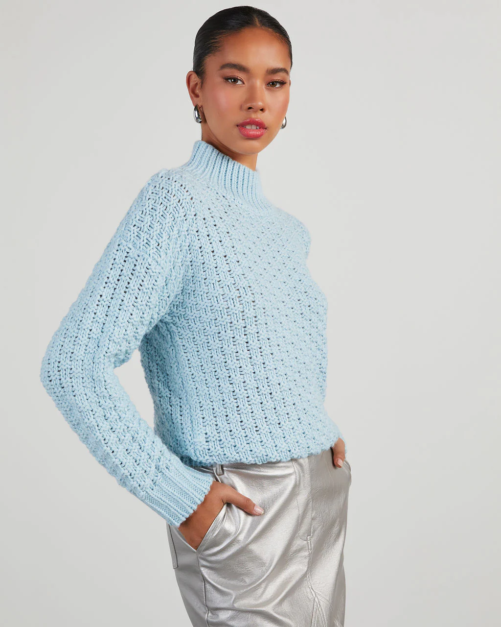 Kerri Textured Mock Neck Knit Sweater - Image 3