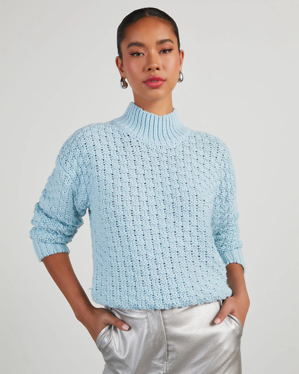 Kerri Textured Mock Neck Knit Sweater - Image 6