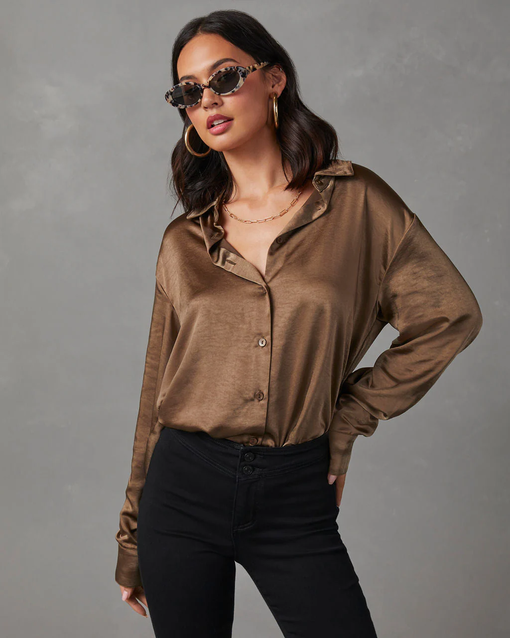 Kielan Satin Button Down Top - Image 8
