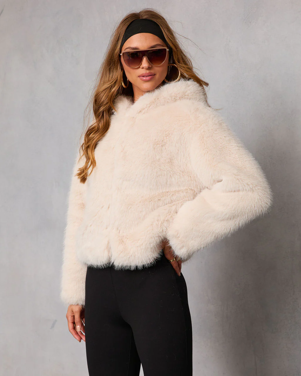 Kimia Hooded Faux Fur Coat - Image 3