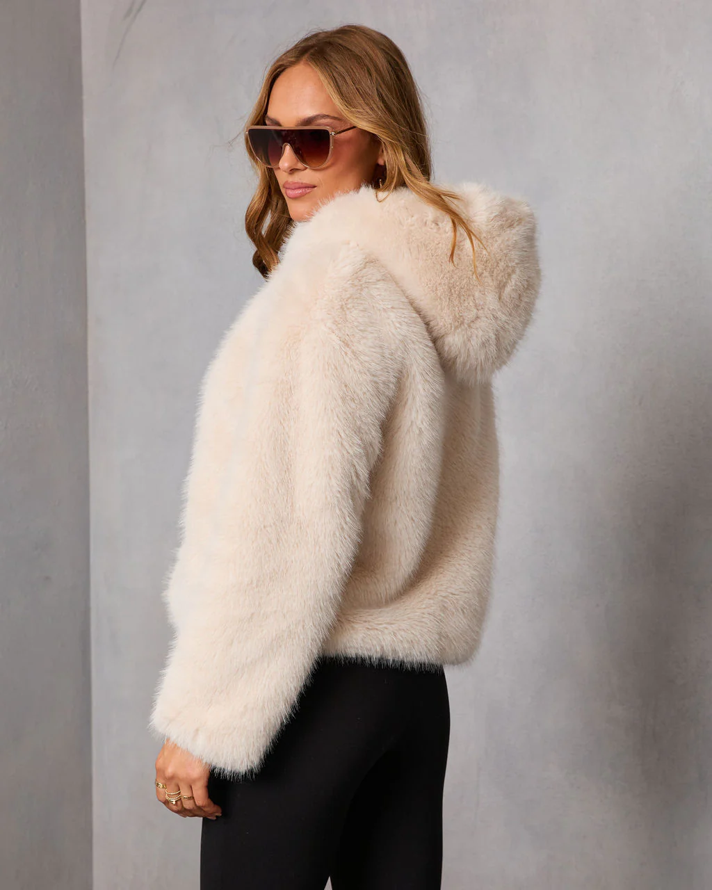 Kimia Hooded Faux Fur Coat - Image 4