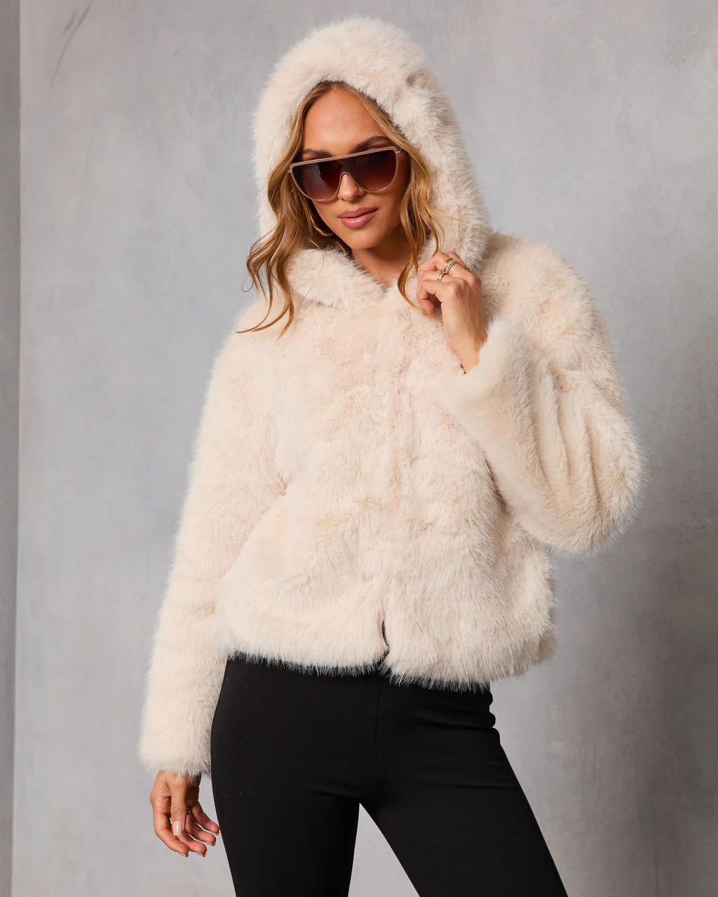 Kimia Hooded Faux Fur Coat - Image 5