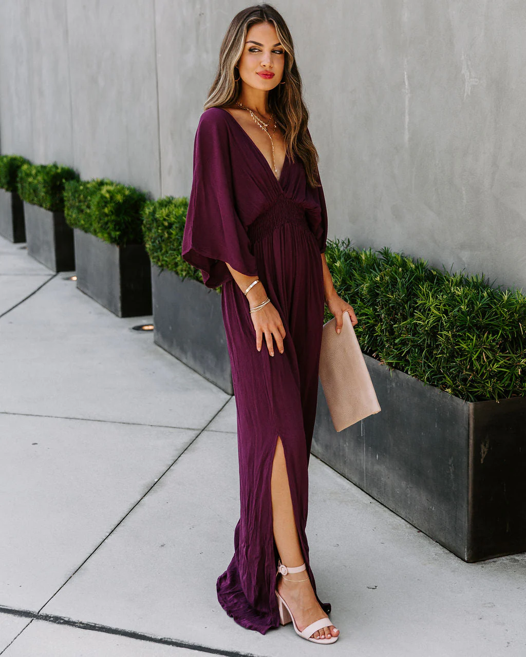 Kimona Smocked Kimono Maxi Dress - Image 4