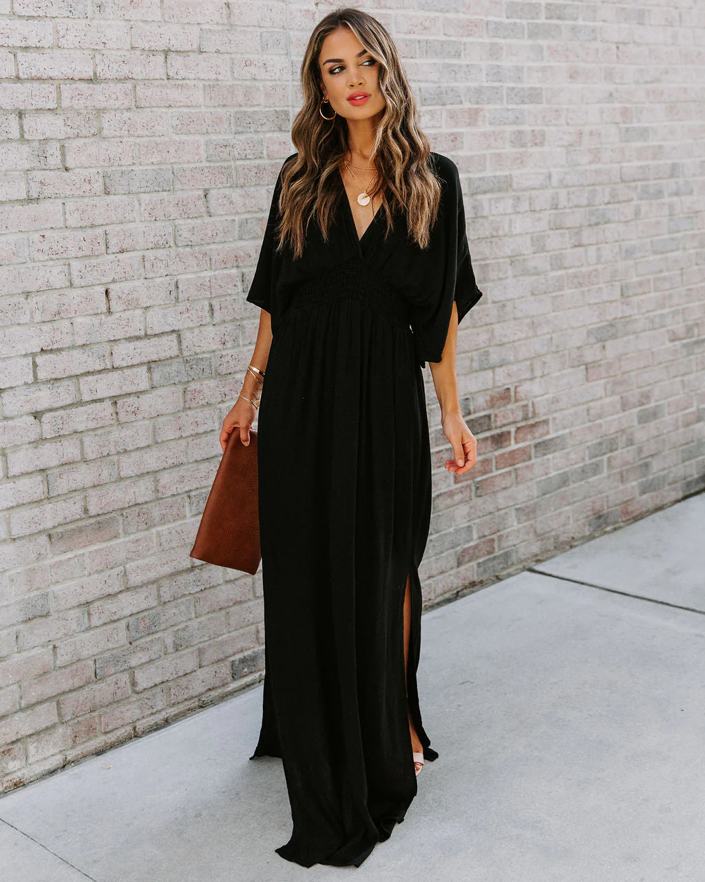 Kimona Smocked Kimono Maxi Dress - Image 7