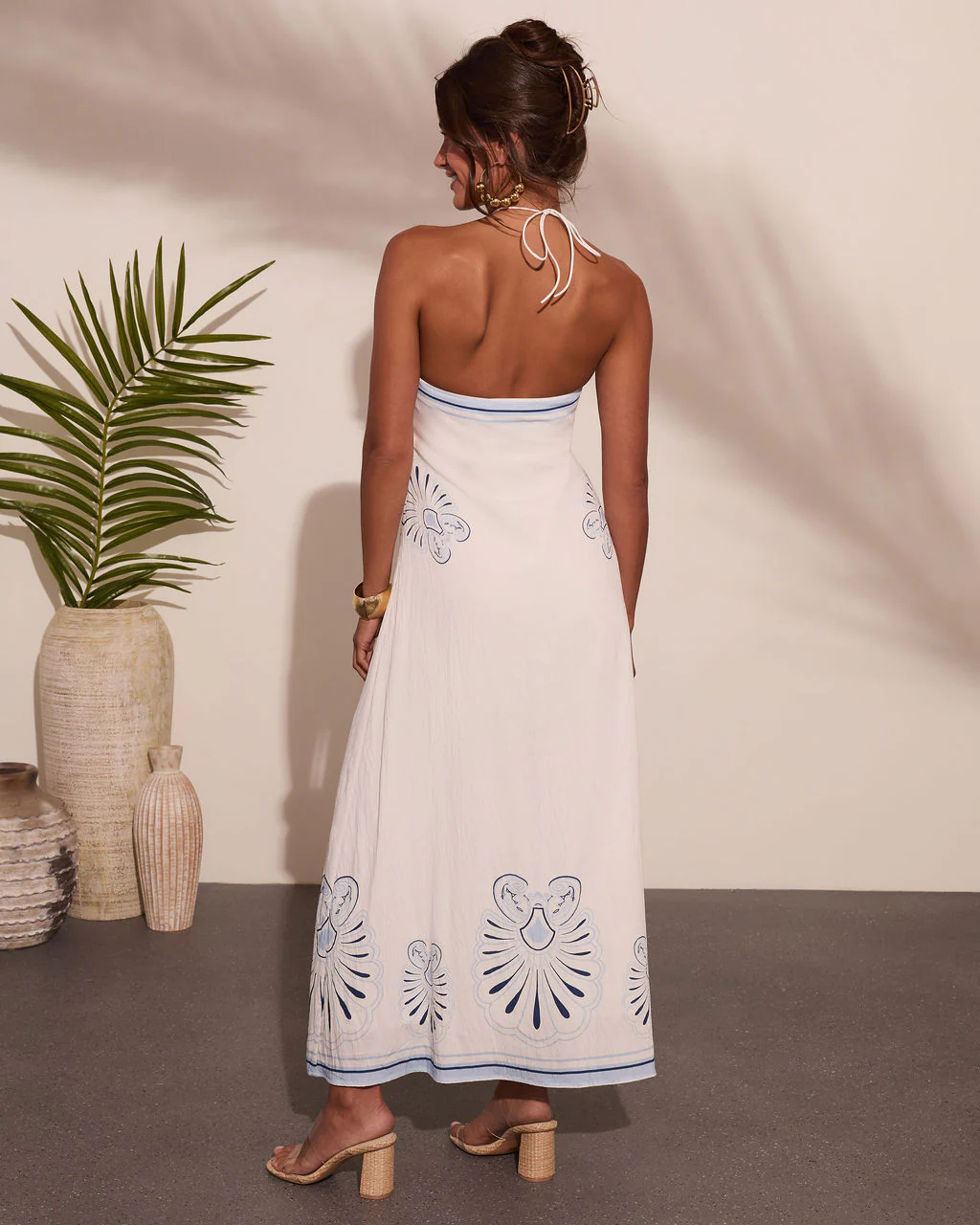 Kirby Abstract Shell Print Halter Neck Maxi Dress - Image 4