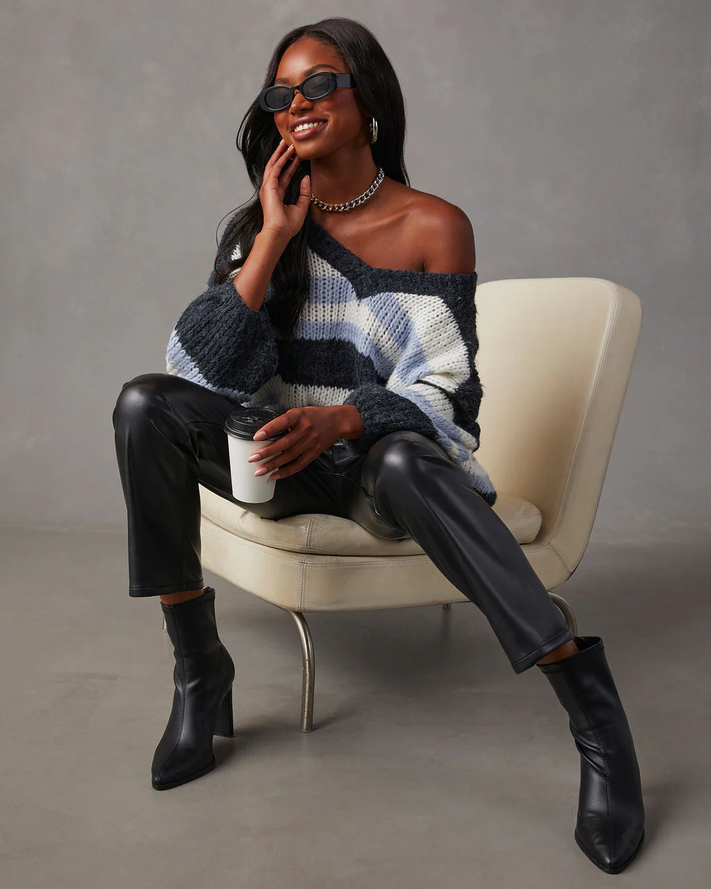 Knowles Oversized Striped Knit Pullover Sweater - Image 2